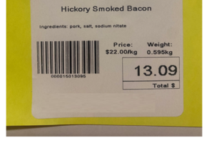 Kilotech le3k Example Barcode Label compatible with Clover POS via Variable Price Barcode Parser
