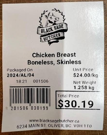 Variable Price Barcode Label By Butcher Shop